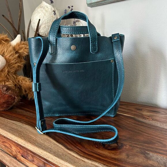 Portland Leather Crossbody Bag in Lagoon Blue - Picture 2 of 9